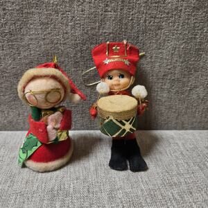 Vintage Christmas Ornaments Enesco Mrs Clause Taiwan Drummer Boy Japan Set of 2